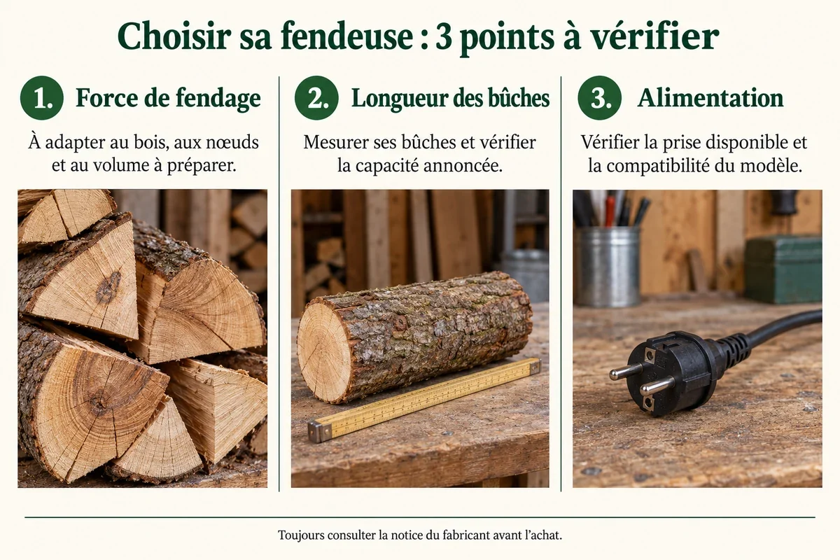 Choisir une fendeuse électrique : alimentation, dimensions des bûches et installation